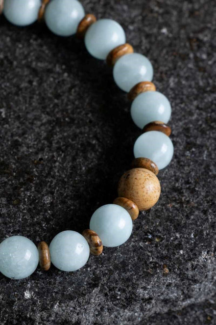 Akuamarin, Odun Jasper Doğal Taş Bileklik (SK:168)