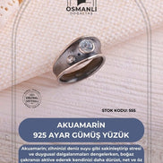 Akuamarin 925 Ayar Gümüş Yüzük (SK:555)