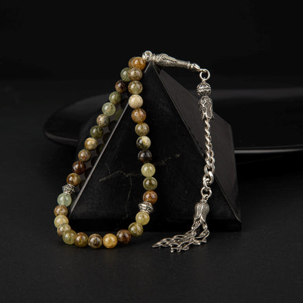 Tsavorit – Lal (Granat) Doğal Taş Tesbih – 33’lük / 6 mm