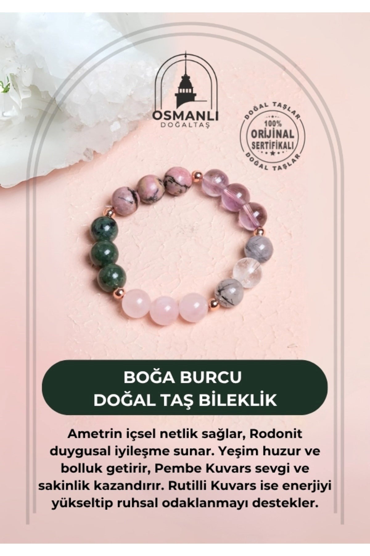 Boğa Burcu Doğal Taş Bileklik
