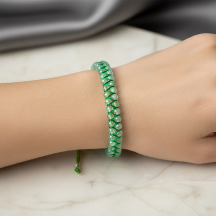 Prehnit 3-4 mm Çift Sıra Doğal Taş Bileklik – Unisex El İşçiliği