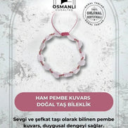 Ham Pembe Kuvars Doğaltaş Bileklik