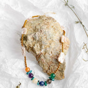 Çakra İnci Kolye Ametist, Dumanlı Kuvars, İnci, Lapis Lazuli, Sitrin