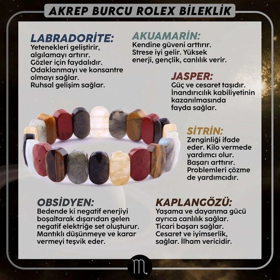 Akrep Burcu Rolex Doğal Taş Bileklik (SK:345)