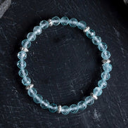 Sertifikalı Topaz Gümüş Aparatlı Doğal Taş Bileklik- 6mm (SK:167)