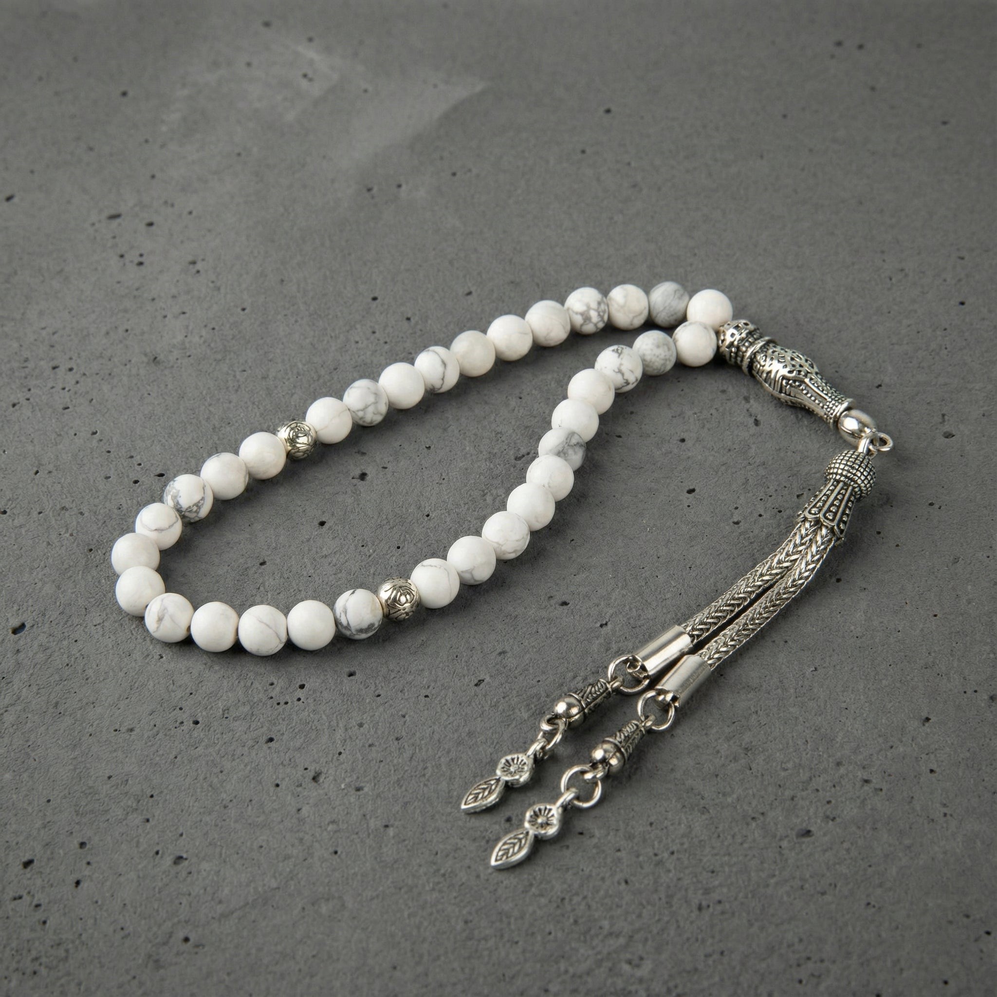 Havlit (Howlite) Doğal Taş Tesbih – 33’lük – 6 mm