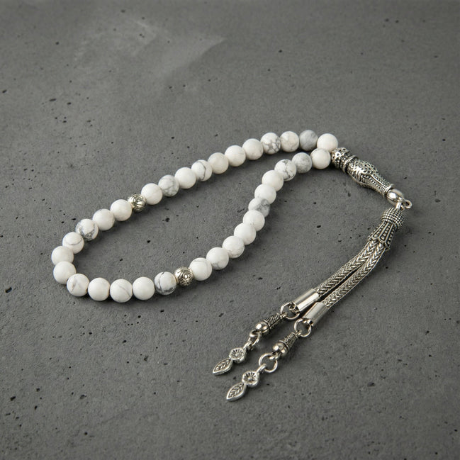 Havlit (Howlite) Doğal Taş Tesbih – 33’lük – 6 mm