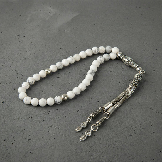 Havlit (Howlite) Doğal Taş Tesbih – 33’lük – 6 mm