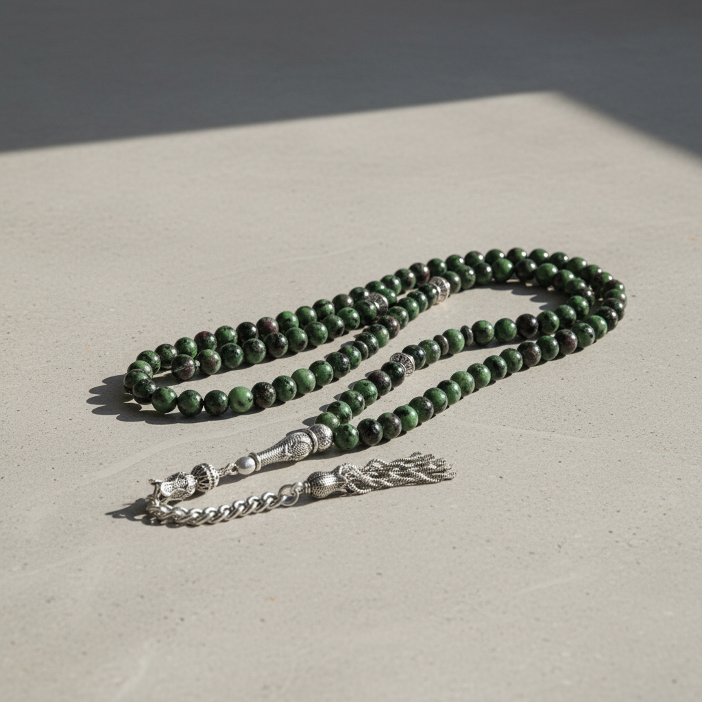 Anyolit (Ruby in Zoisite) Doğal Taş Tesbih – 99’luk / 6 mm