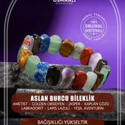 Aslan Burcu Bileklik Ametist, Golden Obsidyen, Jasper, Kaplan Gözü, Labradorit, Lapis Lazuli, Yeşil Aventurin