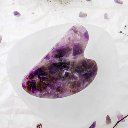 Ametist Taşı Gua Sha Yüz Masaj Taşı Kalpli
