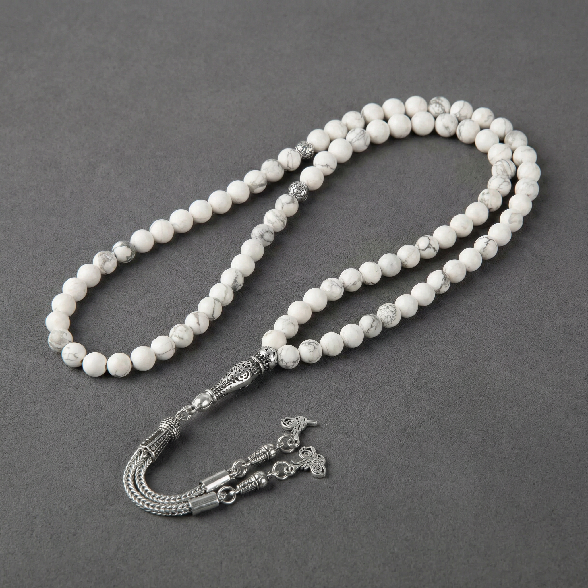 Havlit (Howlite) Doğal Taş Tesbih – 99’luk – 6 mm