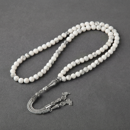 Havlit (Howlite) Doğal Taş Tesbih – 99’luk – 6 mm