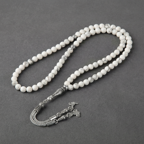 Havlit (Howlite) Doğal Taş Tesbih – 99’luk – 6 mm