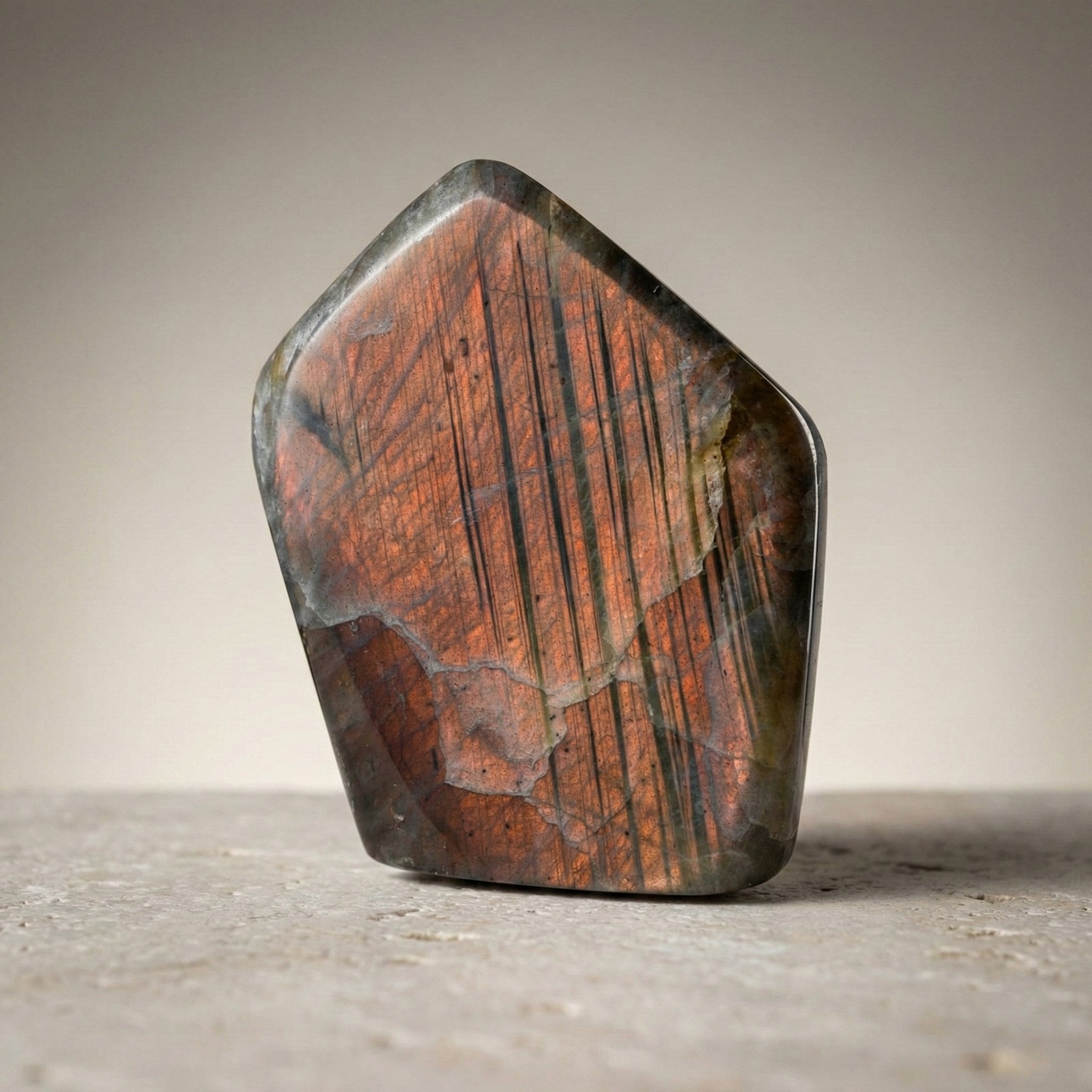 Labradorit Doğal Taş Parça – 314,4 gr | 6,5 × 8 cm