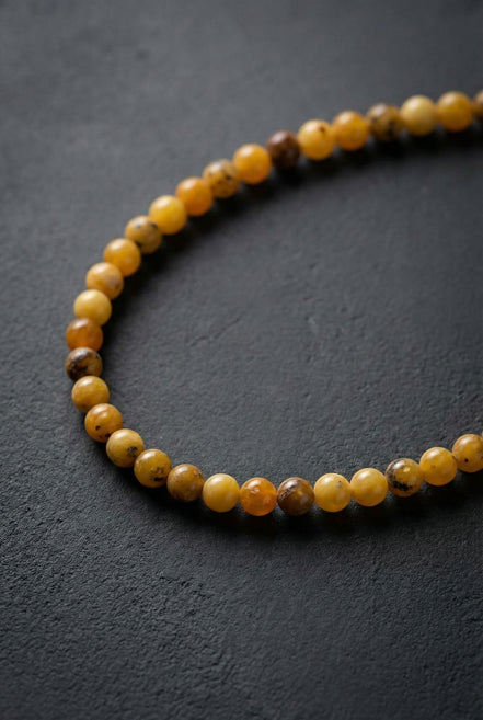 Sertifikalı Kaya Damla Kehribar 8 mm Kolye – 45 cm