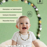 Sertifikalı Bebek Kehribar Kolye-Kehribar, Yeşim, Havlit, Kalsit, Hint Akik, Yosunlu Akik