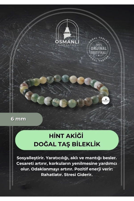 Hint Akiği 6mm Doğal Taş Bileklik