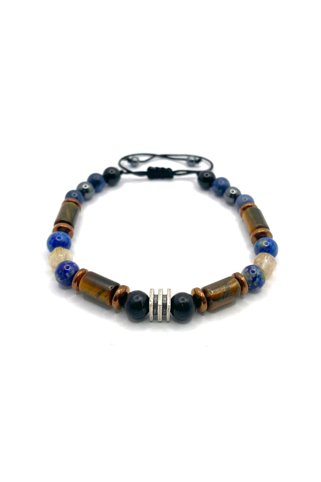 Erkek Başarı Kariyer Cesaret Bilekliği Shungite (Şungit) - Sodalit - Hematit - Lapis - Dumortierit - Kaplan Gözü - Sitrin