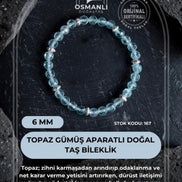 Topaz Gümüş Aparatlı Doğal Taş Bileklik- 6mm (SK:167)