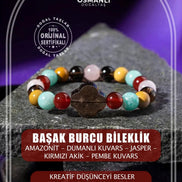 Başak Burcu Bileklik Amazonit, Dumanlı Kuvars, Jasper, Kırmızı Akik, Pembe Kuvars