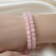 Pembe Kuvars (Gül Kuvars) 8 mm Çift Sıra Makrome Doğal Taş Bileklik