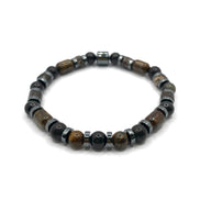 Şungit, Bronzit, Obsidyen, Rodonit ve Hematit Doğal Taş Bileklik – 6 mm Misinalı, Unisex Tasarım