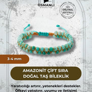 Amazonit 3-4mm Çift Sıra Doğal Taş Bileklik