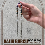Balık Burcu Zaza Tesbih Doğal Taş Ametist, Kan Taşı, Kaplan Gözü, Labradorit, Necef