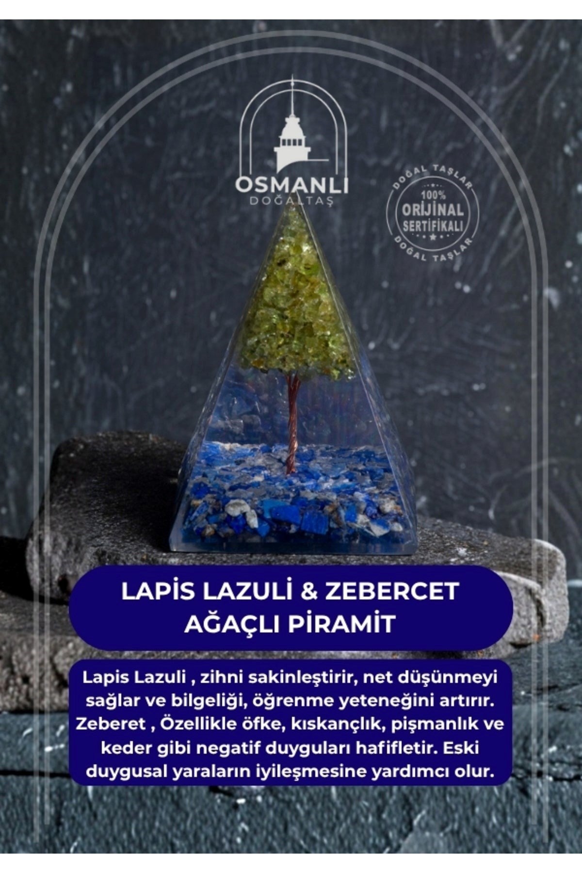 Lapis Lazuli & Zebercet Ağaçlı Piramit