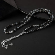 Karlı Obsidyen Doğal Taş Tesbih 99’luk – 6mm El İşçiliği