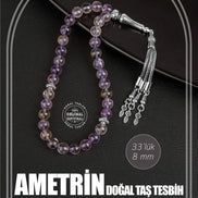 Ametrin Doğal Taş Tesbih 33lük - 8mm