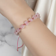 Ham Pembe Kuvars Doğal Taş Bileklik – Unisex Şık Tasarım