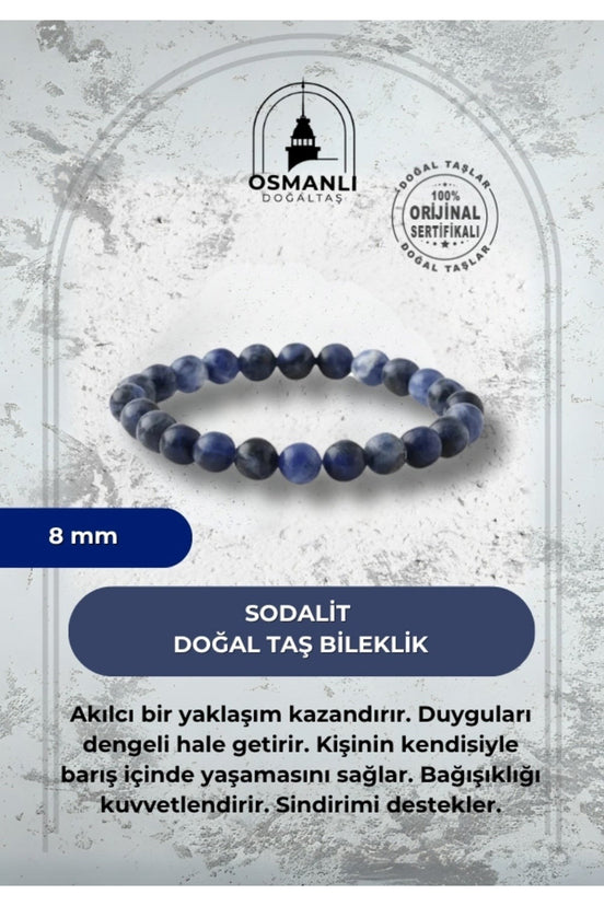 Sodalit 8mm Doğal Taş Bileklik