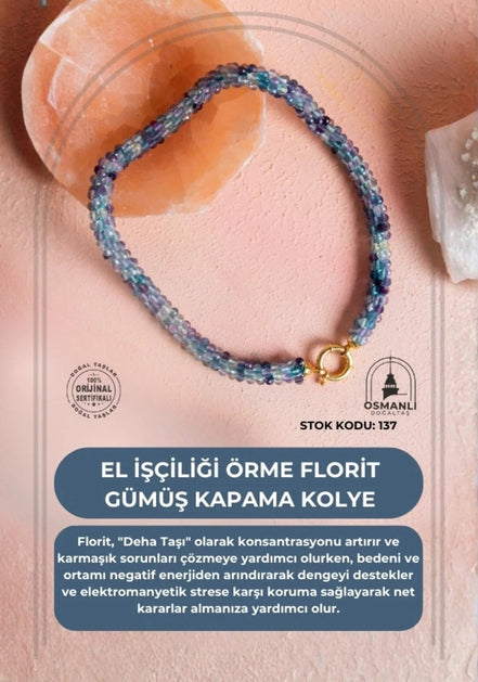El İşçiliği Örme Florit Gümüş Kapama Kolye (SK:137)