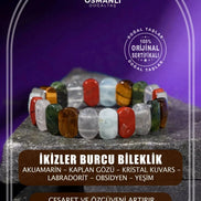 İkizler Burcu Bileklik Akuamarin, Kaplan Gözü, Kristal Kuvars, Labradorit, Obsidyen, Yeşim