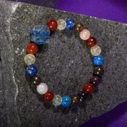Aslan Burcu Bileklik Bordo Granat Lal, Bronzit, Güneş Taşı, Kırmızı Akik, Lapis Lazuli, Sitrin