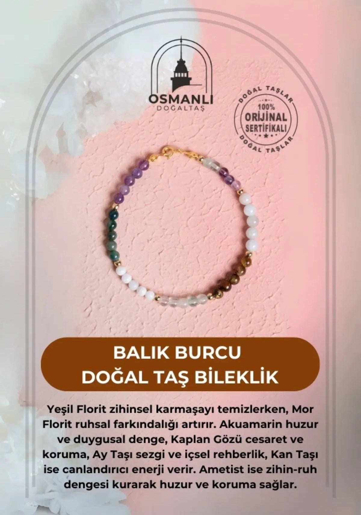 Balık Burcu Doğal Taş Bileklik