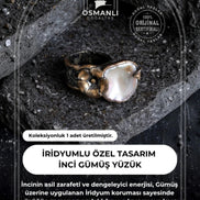 İridyumlu Gümüş İnci Özel Tasarım Yüzük (Kadın)