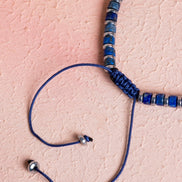 Sertifikalı Lapis Lazuli, Hematit, Doğal Taş Makrome Bileklik (SK:075)