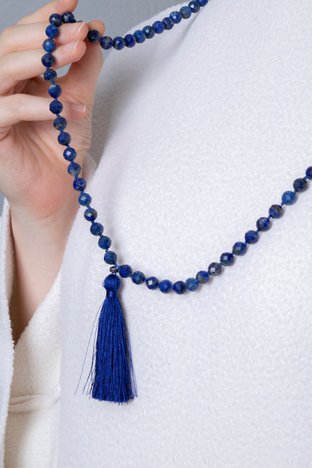 Lapis Lazuli Elmas Kesim Fasetli Doğal Taş Tesbih Kolye 99luk - 8mm (SK:287)