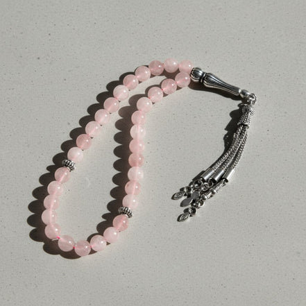 Pembe Kuvars (Gül Kuvars) Doğal Taş Tesbih – 33’lük / 8 mm