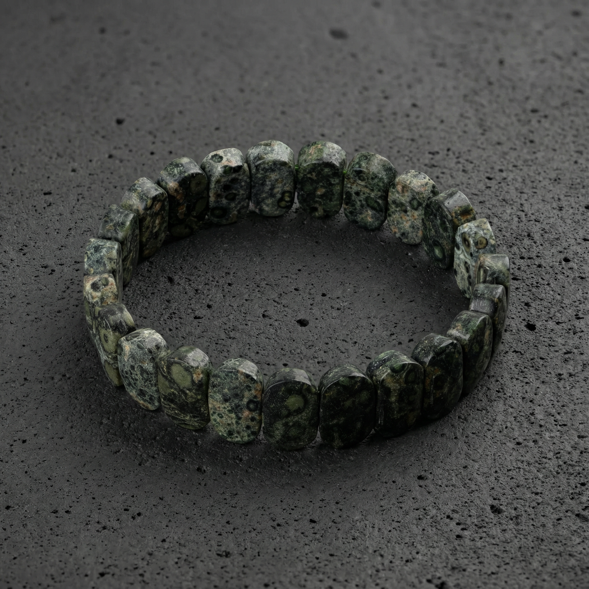 Yeşil Jasper Doğal Taş Geniş Kesim Bileklik (Rolex Stil)