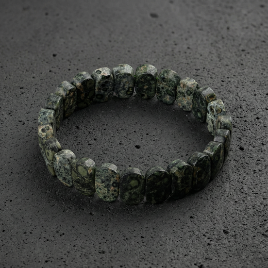 Yeşil Jasper Doğal Taş Geniş Kesim Bileklik (Rolex Stil)