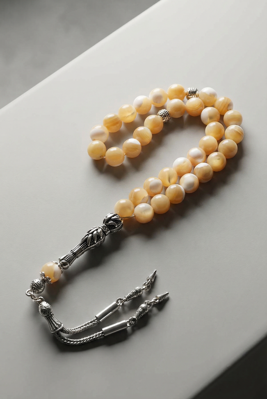 Sedef Doğal Taş Tesbih – 8 mm Küre Kesim