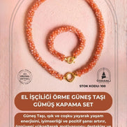 El İşçiliği Örme Güneş Taşı Gümüş Kapama Set (SK:100)