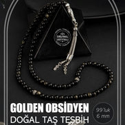Golden Obsidyen Doğal Taş Tesbih 99luk - 6mm