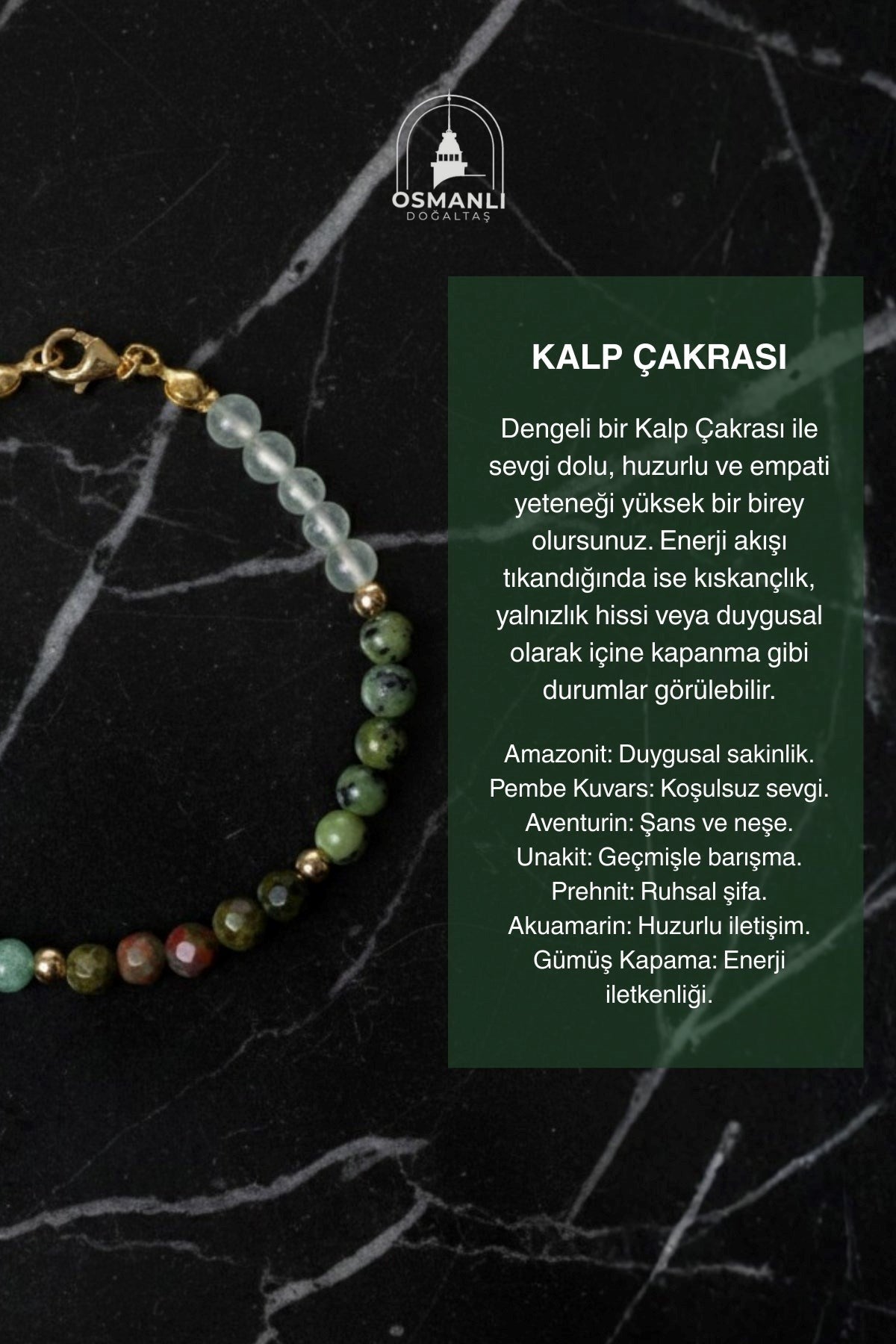 Kalp Çakrası Doğal Taş Bileklik