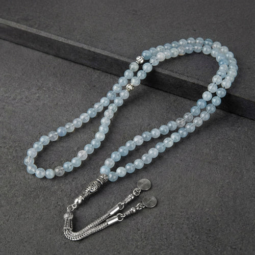 Akuamarin Doğal Taş Tesbih – 99’luk – 6 mm