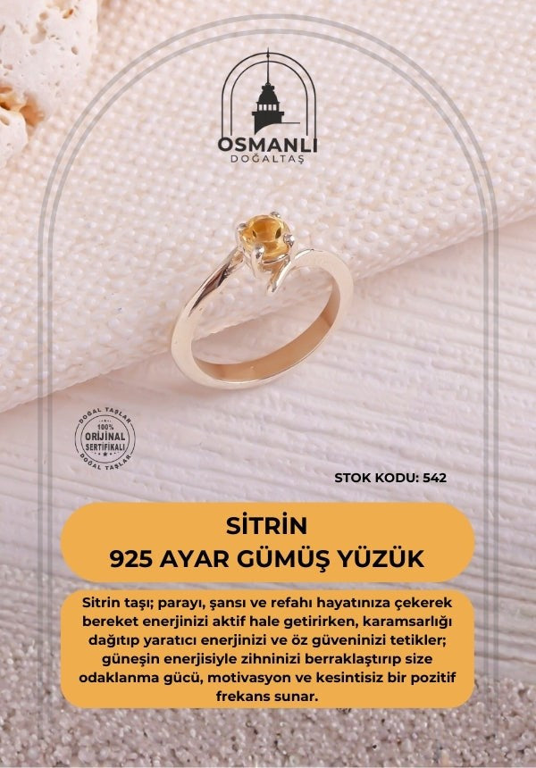 Sitrin 925 Ayar Gümüş Yüzük (SK:542)